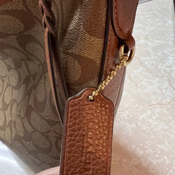 Coach Brown and Tan Signature Shoulder Bag - Picture 4 of 6